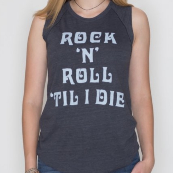 Junk Food Clothing Tops - 131. Junk Food Clothing Rock N Roll Tank | Color: Dark Grey
